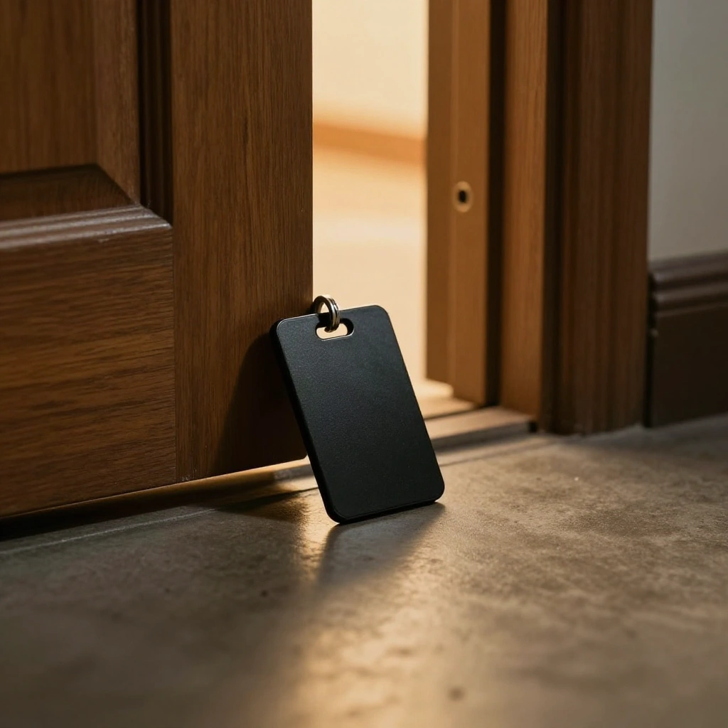 Carte clé noire sur seuil de porte